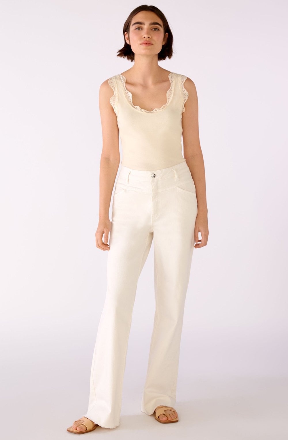 Butter Yellow Lace Detail Vest Top