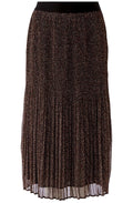 Camel and Black Semi Sheer Pleated Skirt