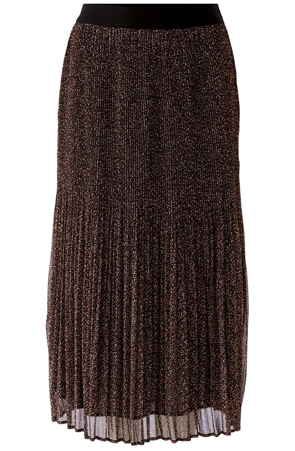 Camel and Black Semi Sheer Pleated Skirt
