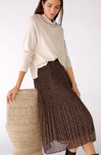 Camel and Black Semi Sheer Pleated Skirt