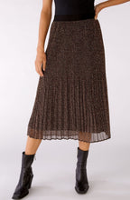 Camel and Black Semi Sheer Pleated Skirt