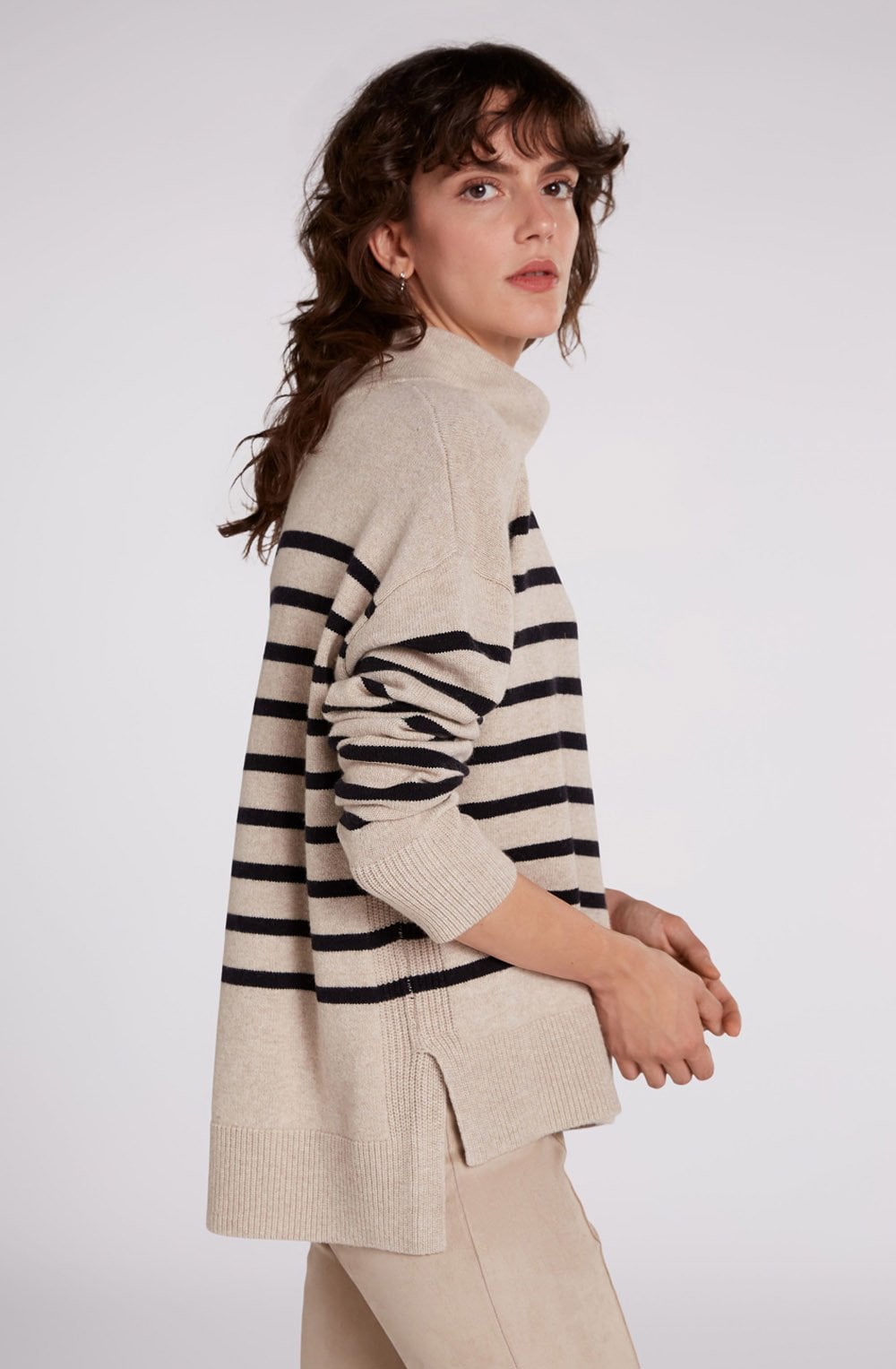 Camel and Black Stripe Jumper
