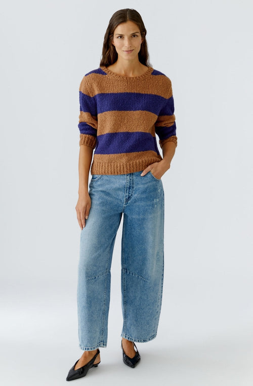 Camel and Blue Stripe Angel Yarn Jumper