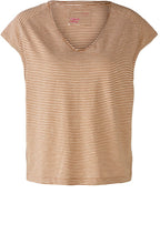Camel and Stone White Striped T Shirt