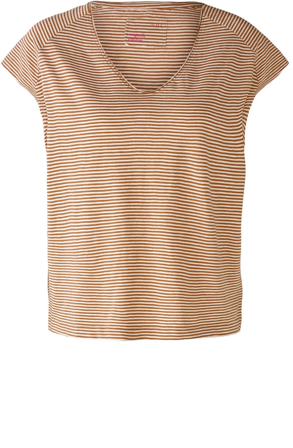 Camel and Stone White Striped T Shirt