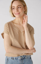 Camel and Stone White Striped T Shirt