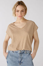 Camel and Stone White Striped T Shirt