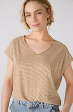 Camel and Stone White Striped T Shirt