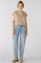 Camel and Stone White Striped T Shirt