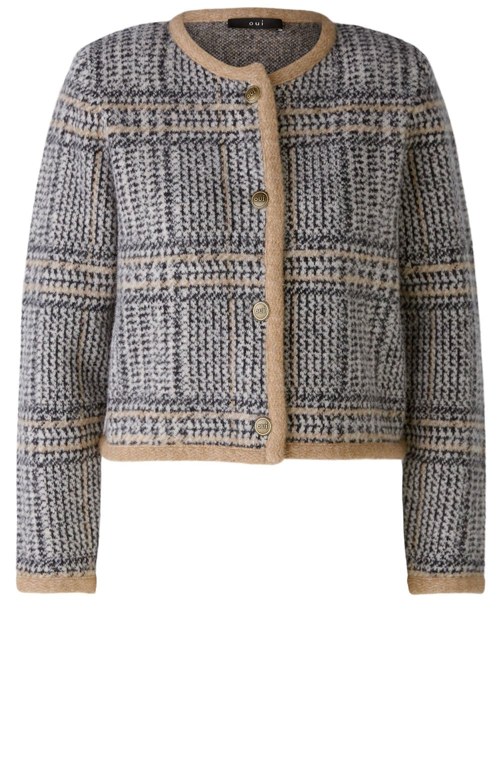 Camel Black Alpaca and Wool Cardigan