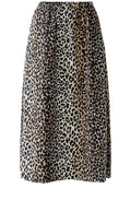 Camel Black Animal Print A Line Midi Skirt
