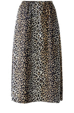 Camel Black Animal Print A Line Midi Skirt