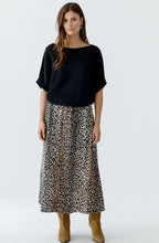 Camel Black Animal Print A Line Midi Skirt