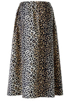 Camel Black Animal Print A Line Midi Skirt