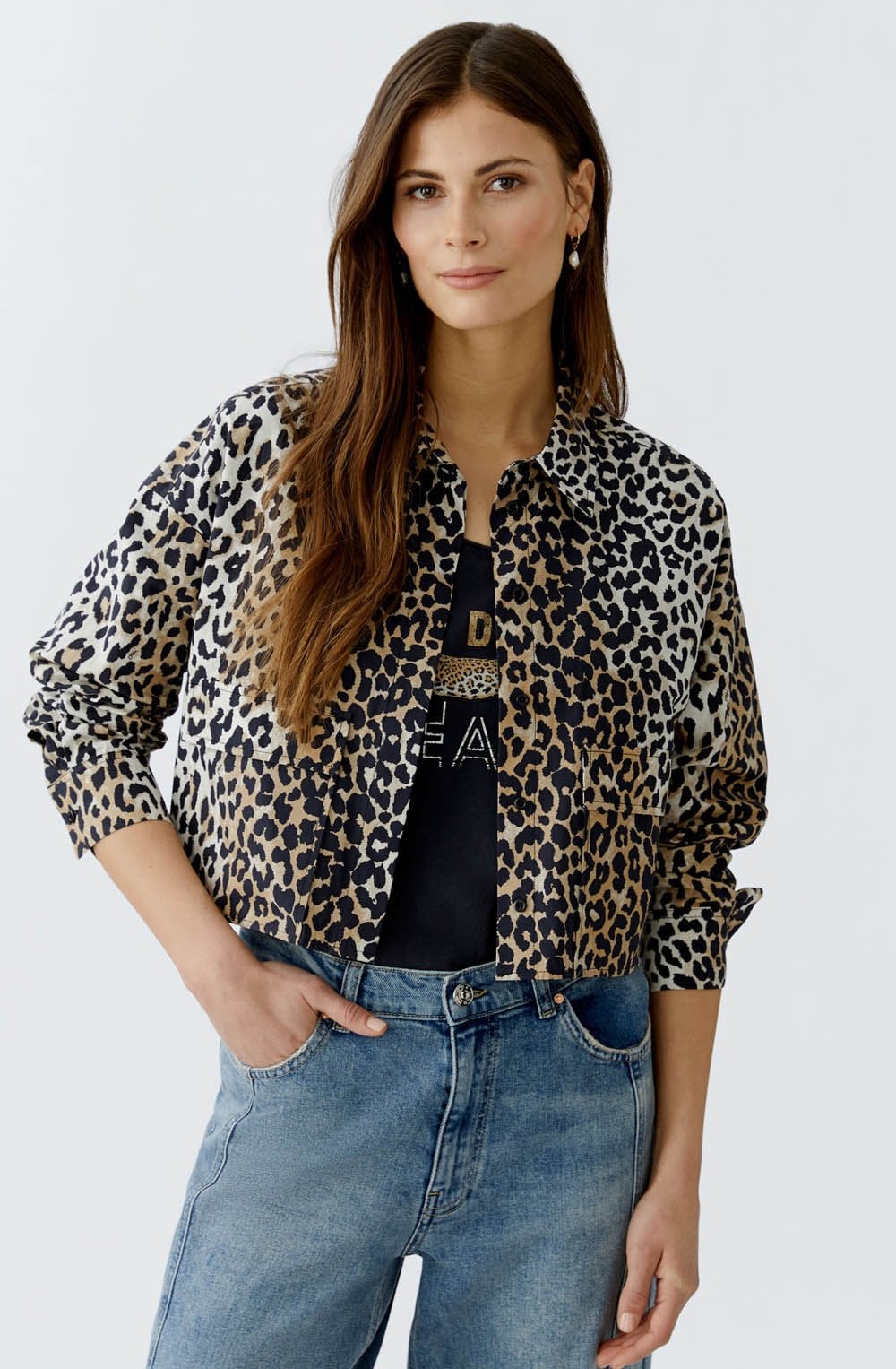 Camel Black Animal Print Box Shirt