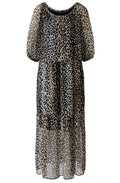 Camel Black Animal Print Chiffon Dress