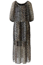 Camel Black Animal Print Chiffon Dress