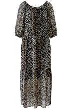 Camel Black Animal Print Chiffon Dress