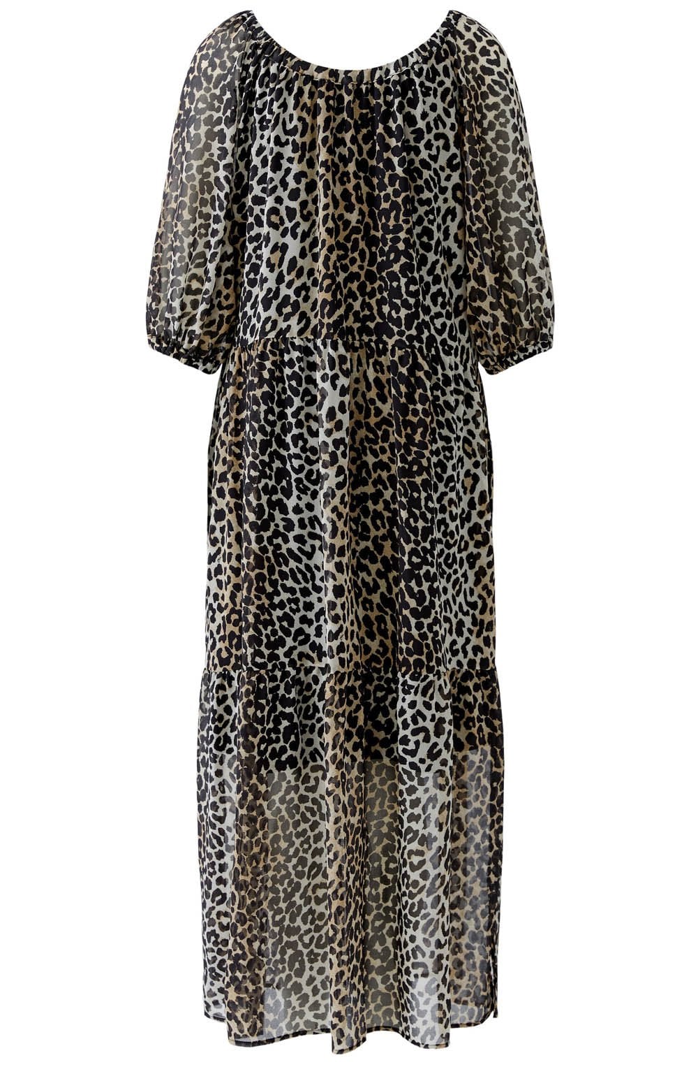 Camel Black Animal Print Chiffon Dress