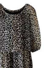 Camel Black Animal Print Chiffon Dress