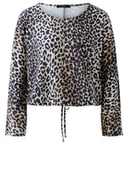 Camel Black Animal Print Drawstring Blouse