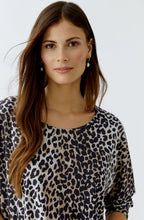 Camel Black Animal Print Drawstring Blouse
