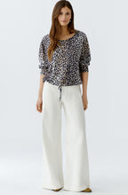 Camel Black Animal Print Drawstring Blouse