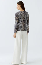 Camel Black Animal Print Drawstring Blouse