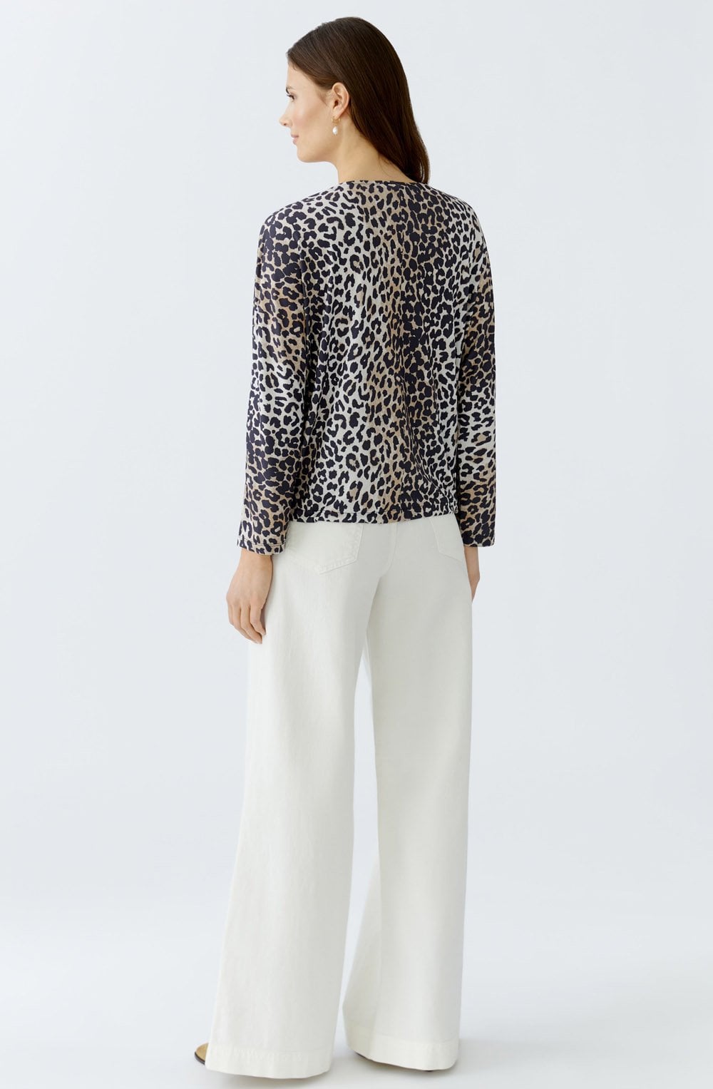 Camel Black Animal Print Drawstring Blouse