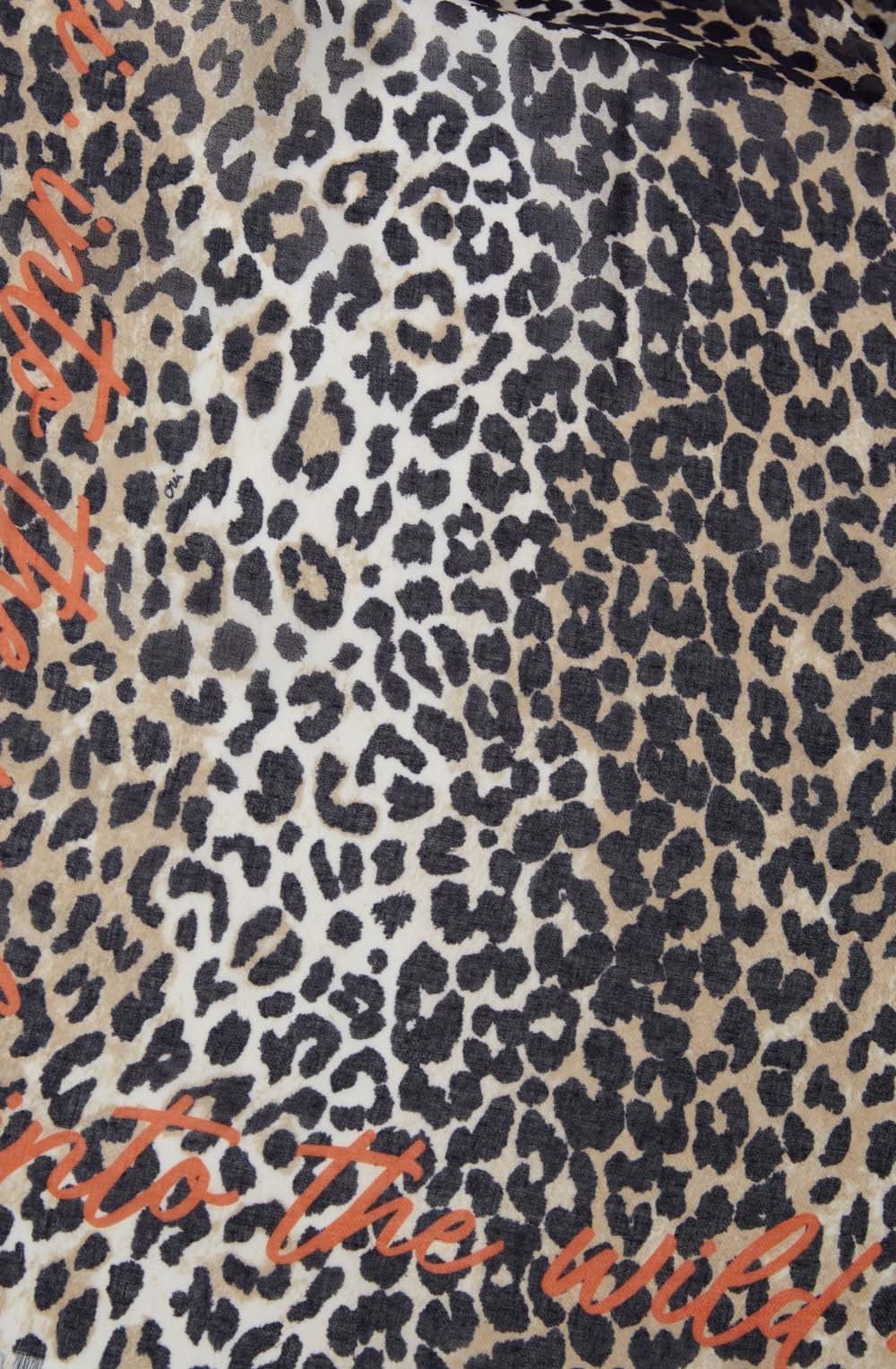 Camel Black Animal Print Into The Wild Scarf