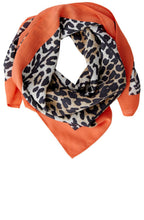 Camel Black Animal Print Orange Border Scarf