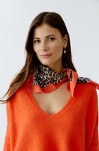 Camel Black Animal Print Orange Border Scarf