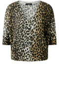 Camel Black Animal Print Reversible Cardigan