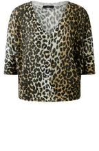 Camel Black Animal Print Reversible Cardigan