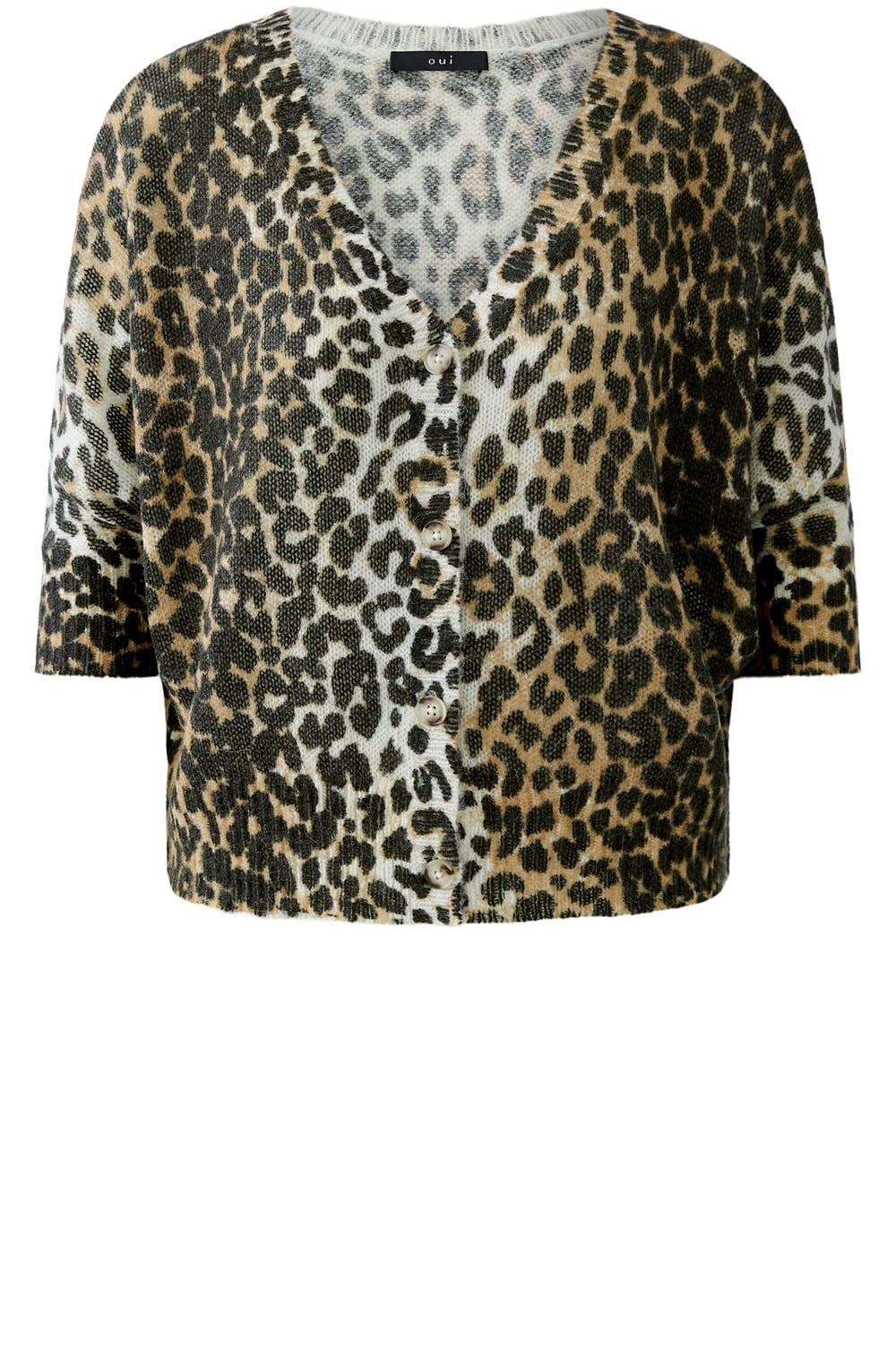 Camel Black Animal Print Reversible Cardigan