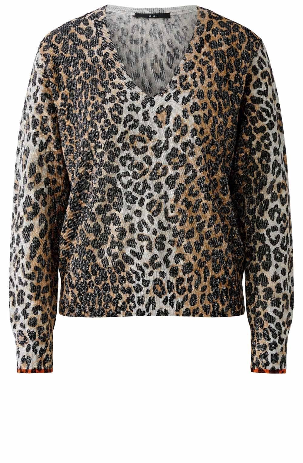 Camel Black Animal Print Shimmer Pullover