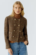 Camel Black Woven Check Jacket