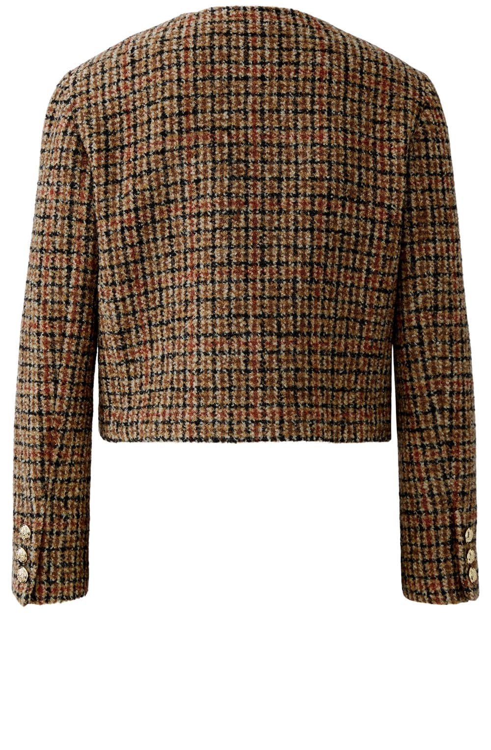 Camel Black Woven Check Jacket