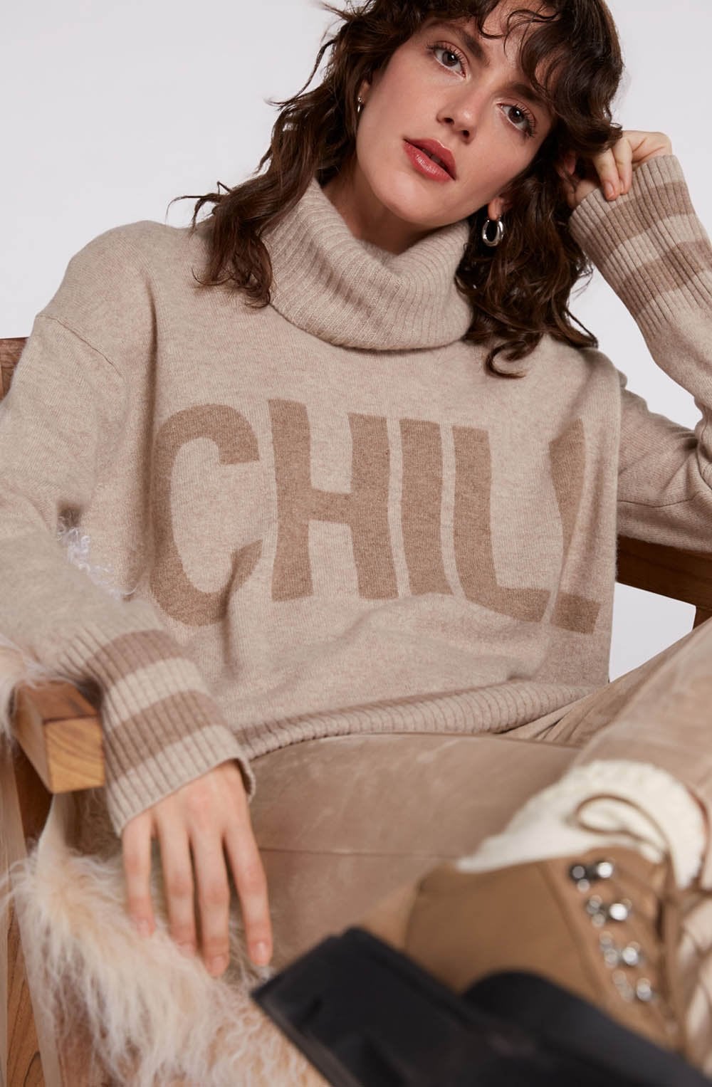 Camel & Brown Chill Print Jumper