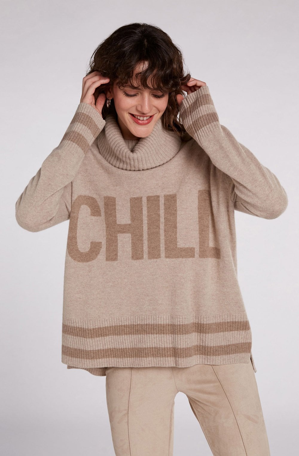 Camel & Brown Chill Print Jumper