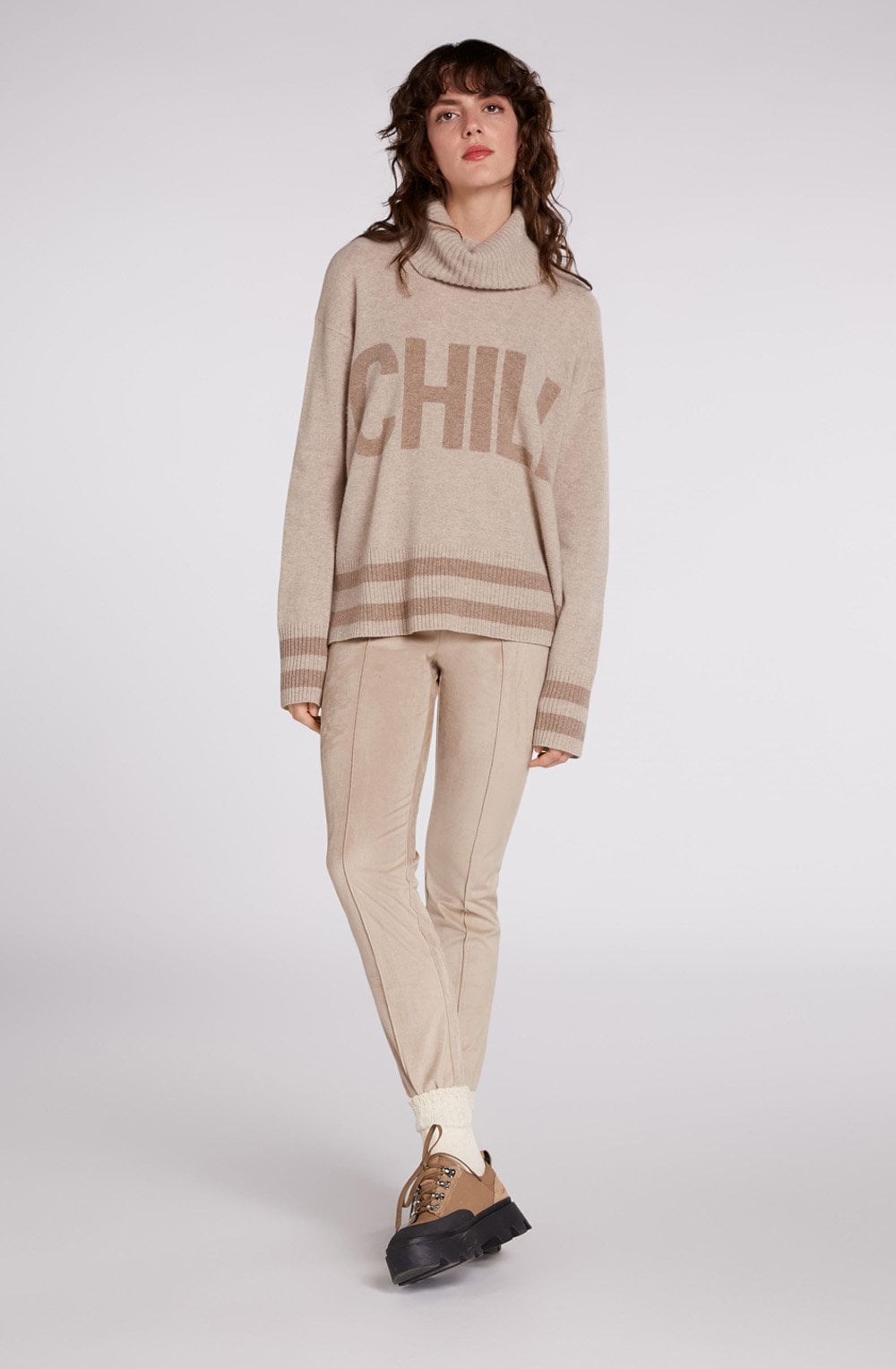 Camel & Brown Chill Print Jumper