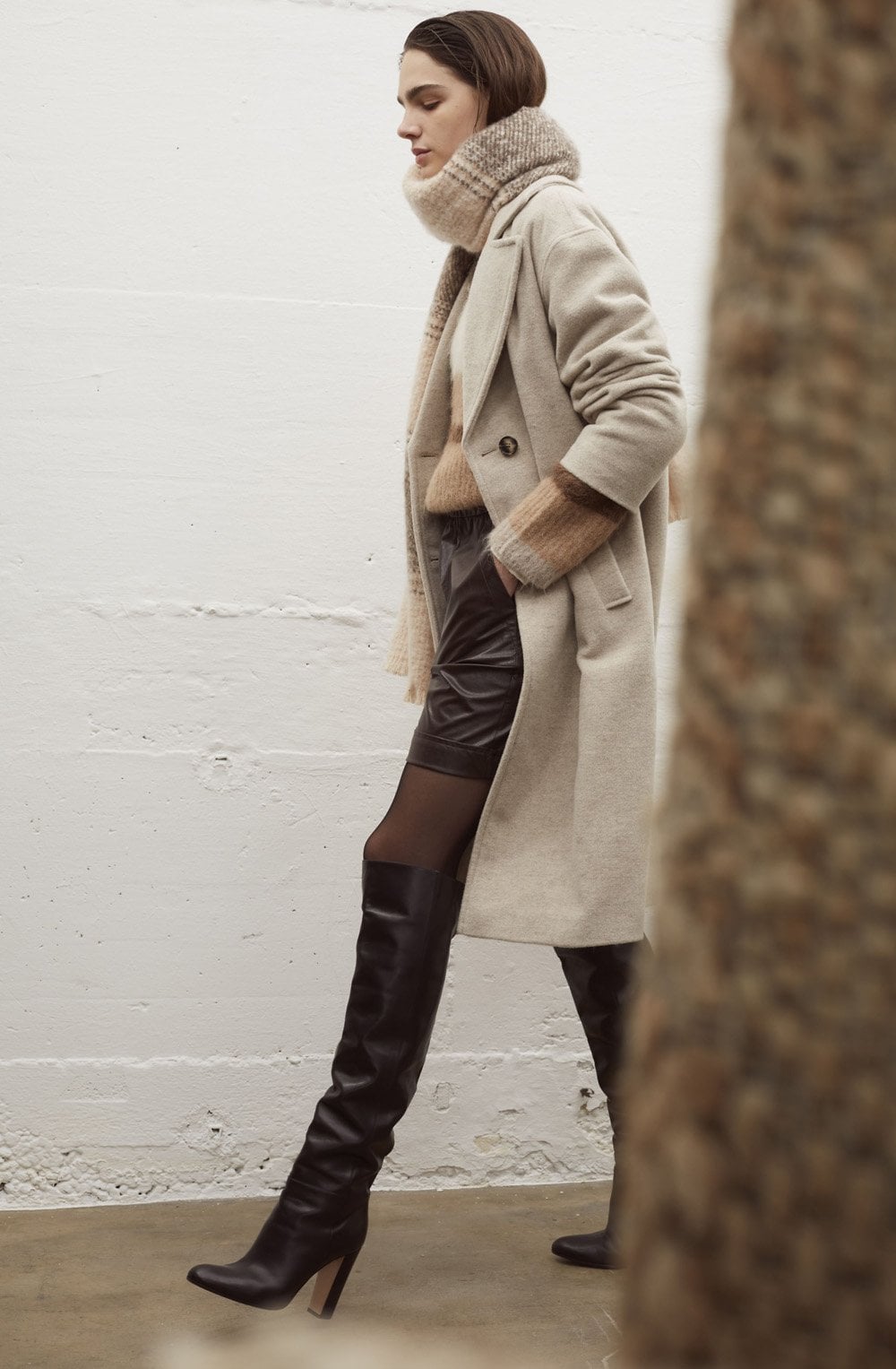 Camel Brown Chunky Knit Scarf