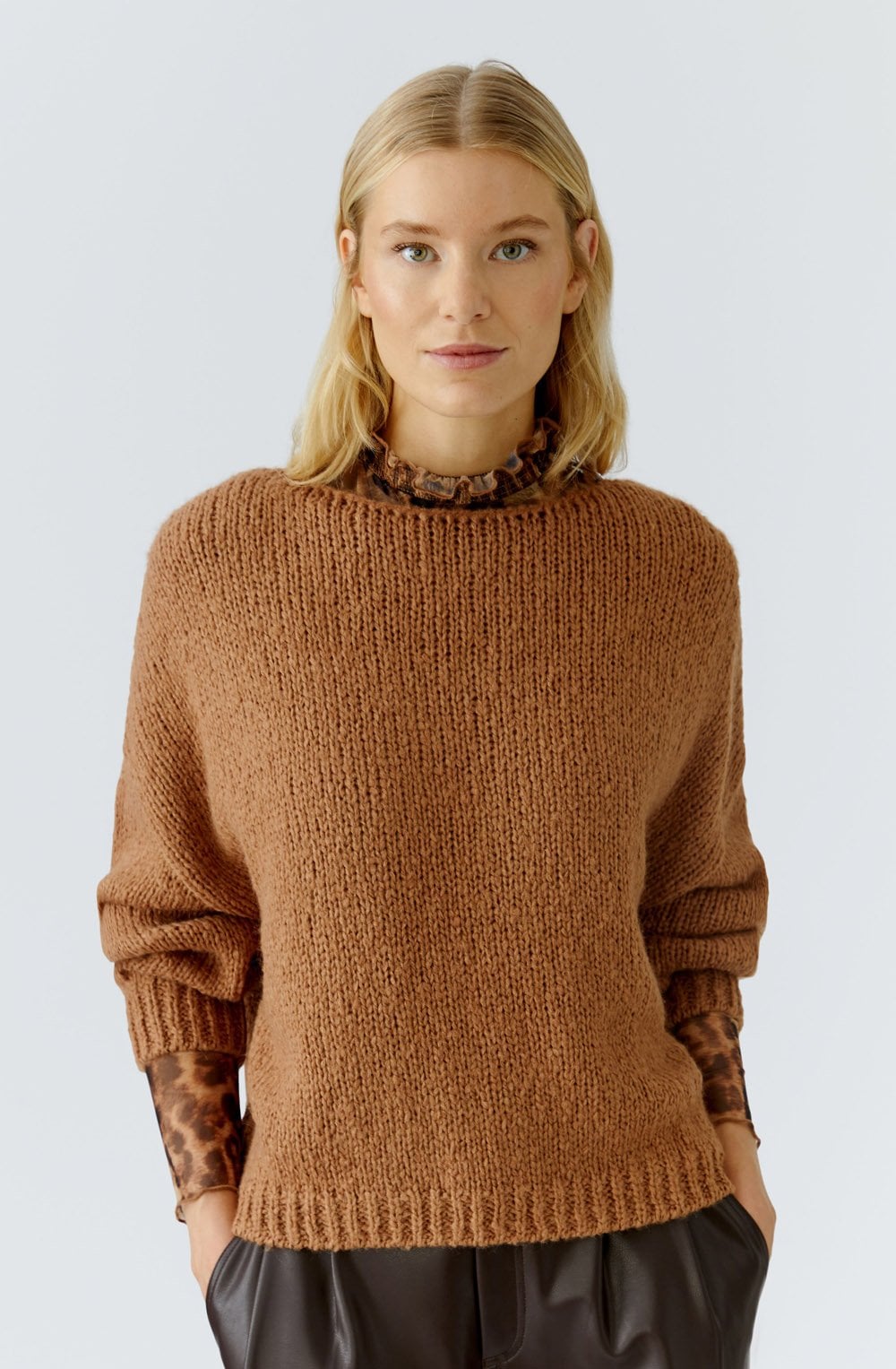 Camel Chunky Knit Oversized Jumper