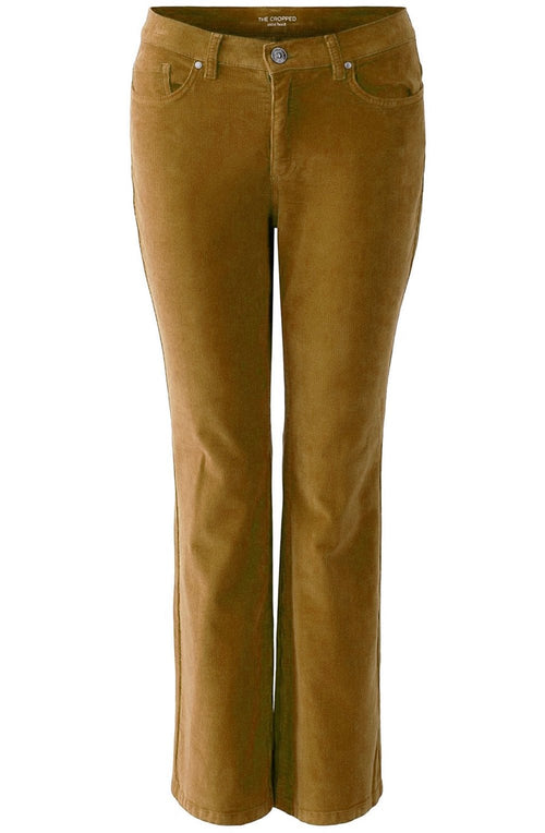 Camel Cord Cropped Bootcut Trousers