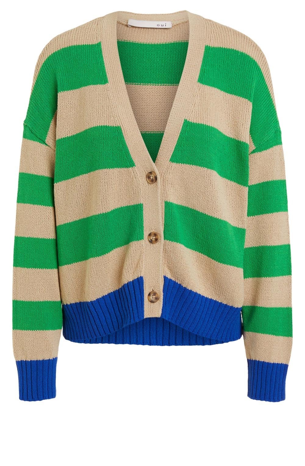 Camel Green and Blue Coarse Knit Cardigan