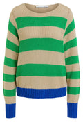 Camel Green and Blue Coarse Knit Jumper