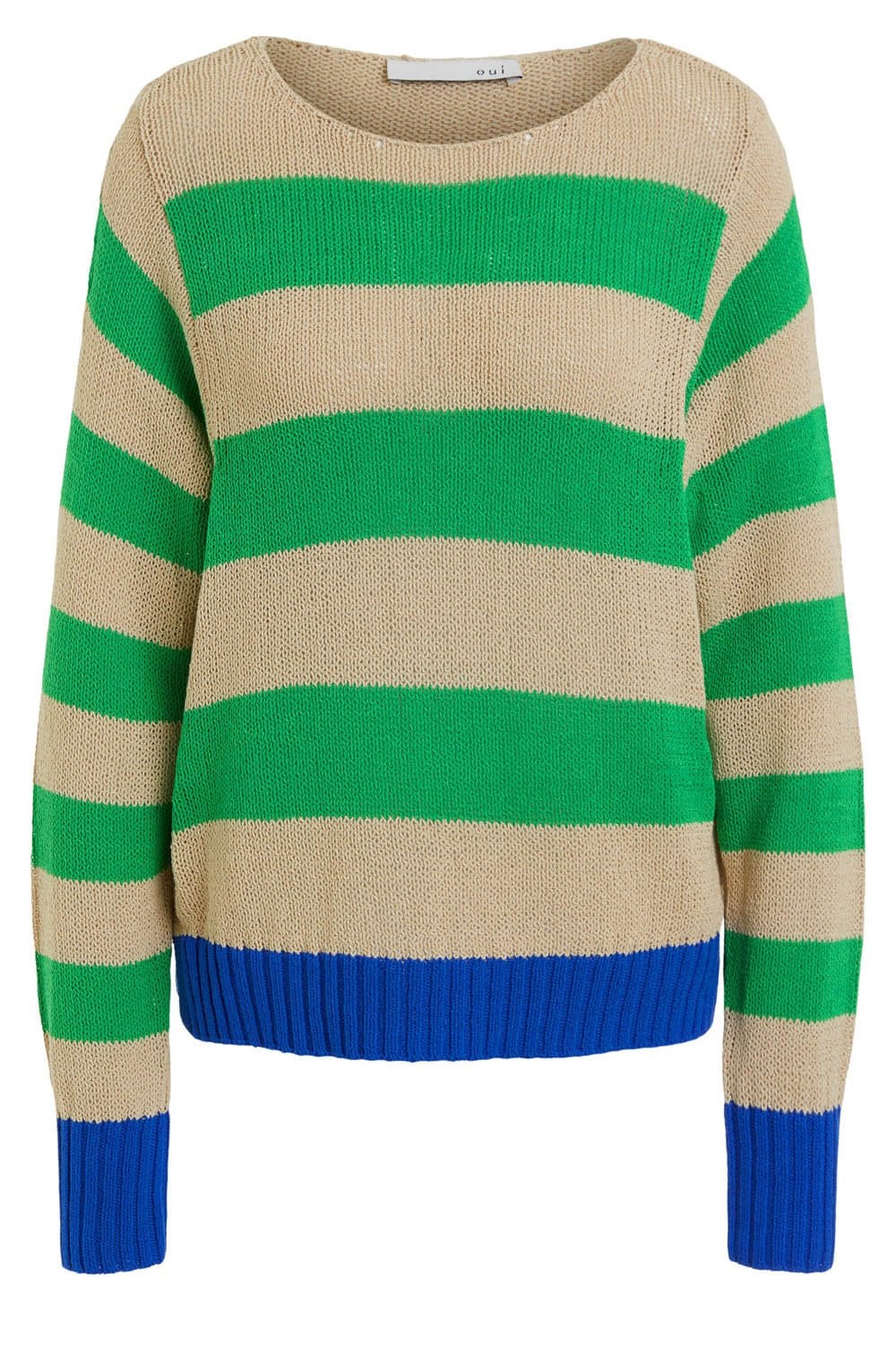 Camel Green and Blue Coarse Knit Jumper