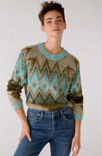 Camel Green Aztec and Camouflage Jumper