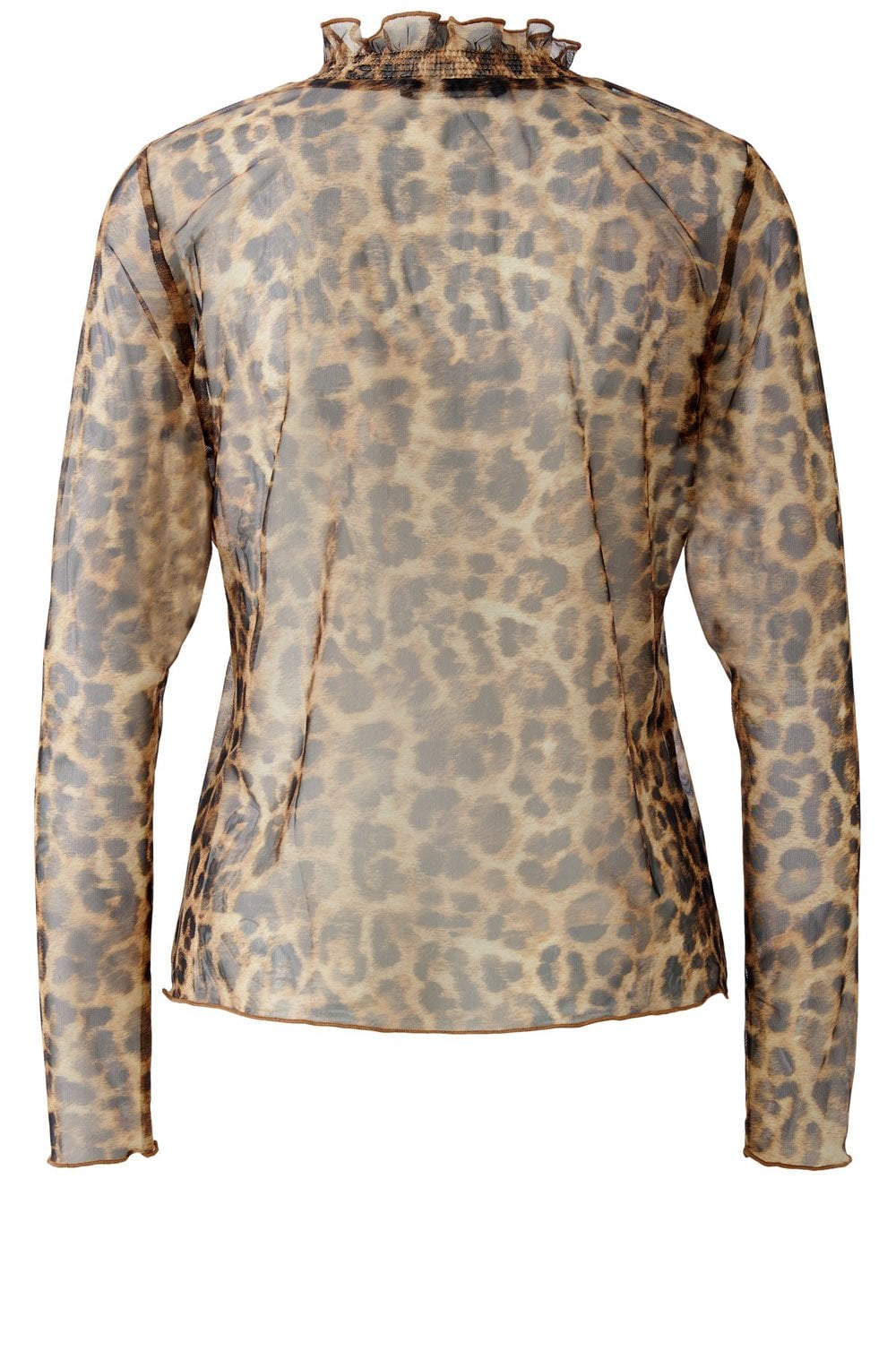 Camel Grey Leopard Print Sheer Blouse
