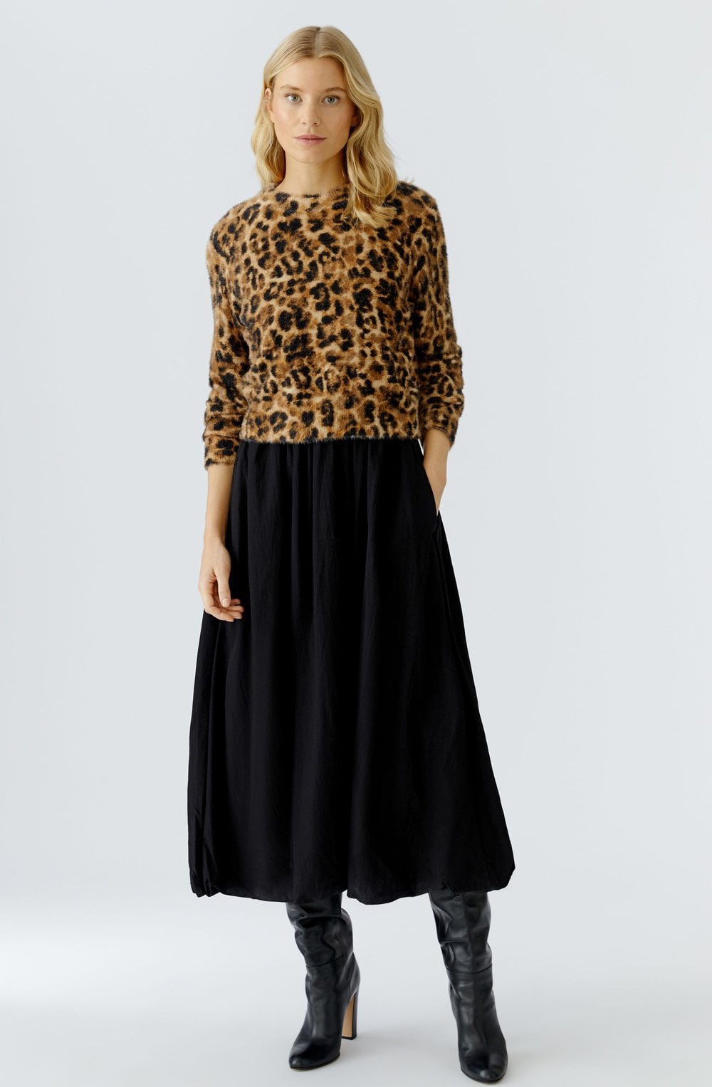 Camel Grey Leopard Print Soft Brushed Jumper